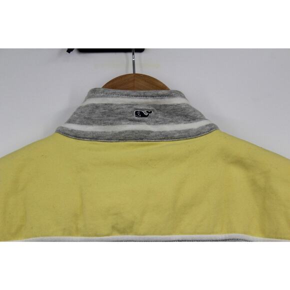 Vineyard Vines Sweater Small Stripped 1/4 Zip Pullover Fleece Gray Yellow - Picture 4 of 8